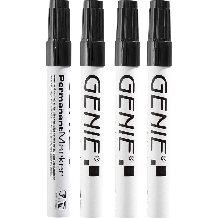 Genie, Marker, P-Marker Rund-Spitze Metall schw. 4 Stk. (Schwarz, Weiss, 3 mm, 4 x)