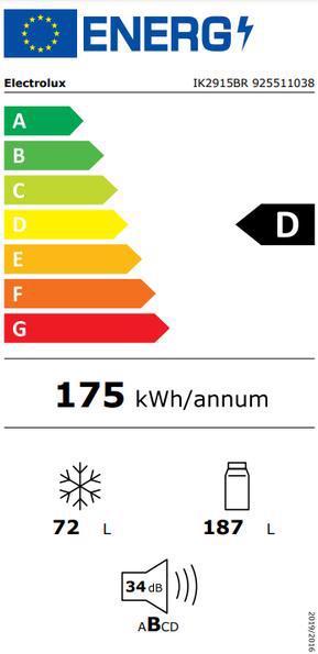 Energie-Label Electrolux Ik2915br (259 l)