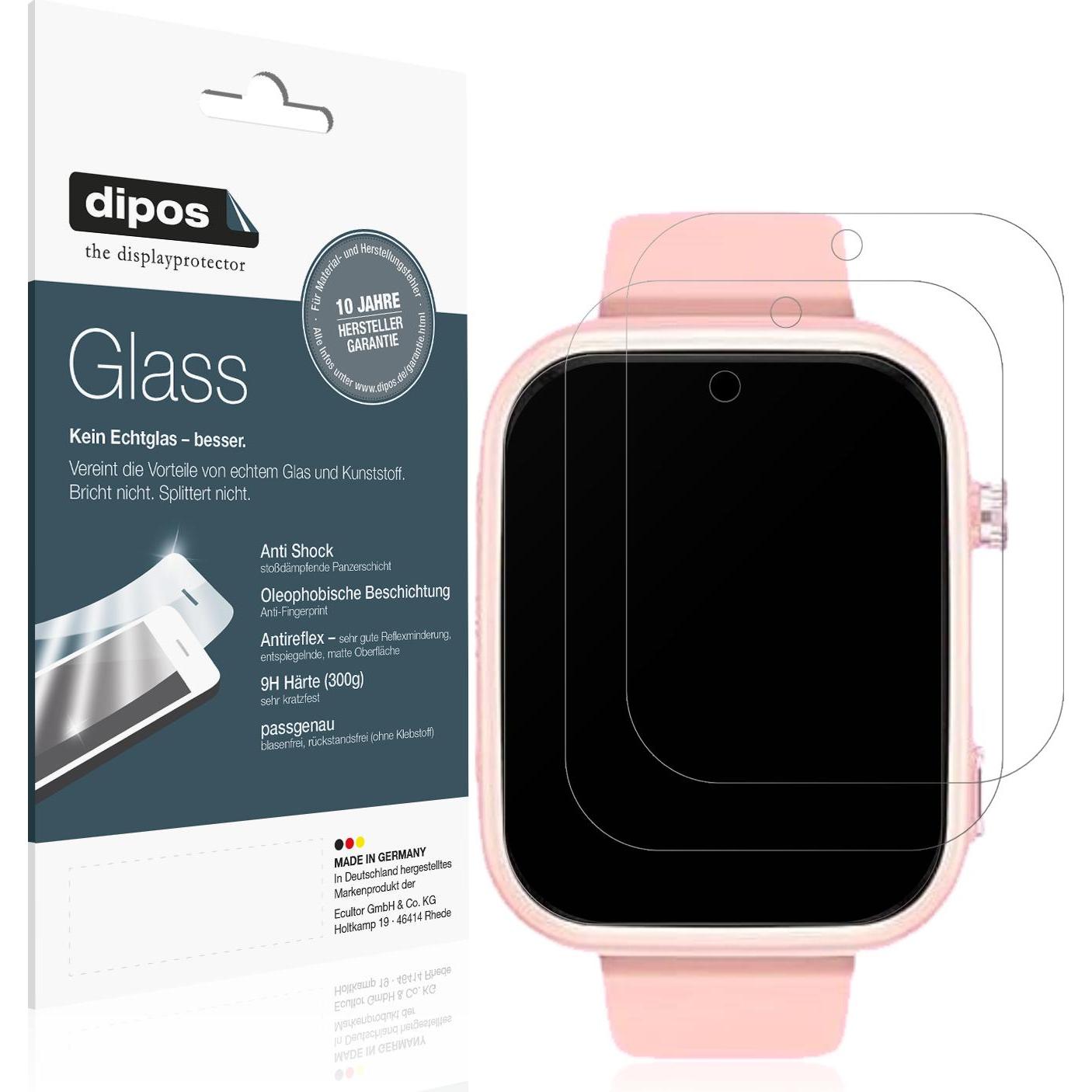 Dipos Anti-Shock Displayschutz Matt 9H, Smartwatch Schutzfolie, Transparent