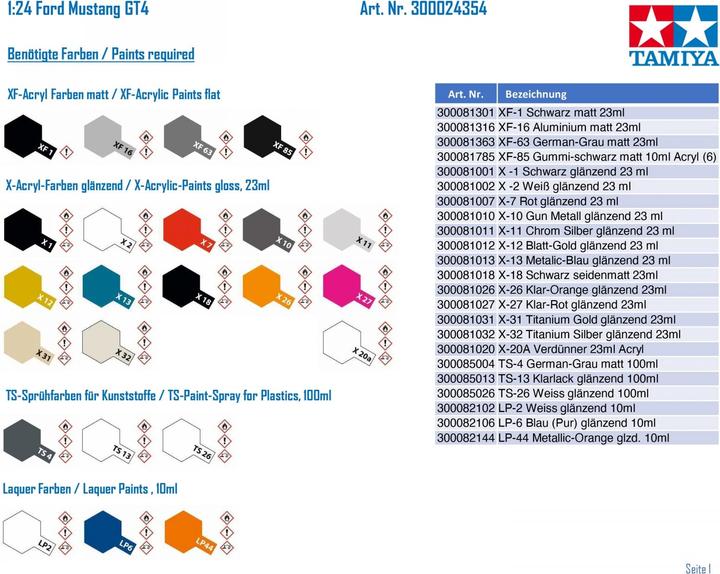 Produktbild Tamiya 1/24 Ford Mustang GT4