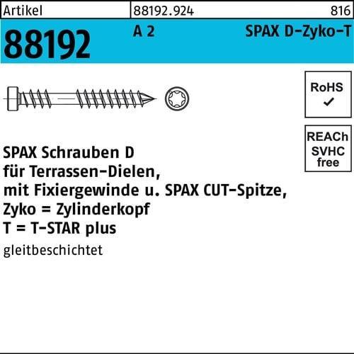 Productafbeelding Spax Terrasse A2 Zylinderkopf T-Star Plus T25 Fixiergewinde Cut (200 Schroeven per stuk, 5 x 50 mm)