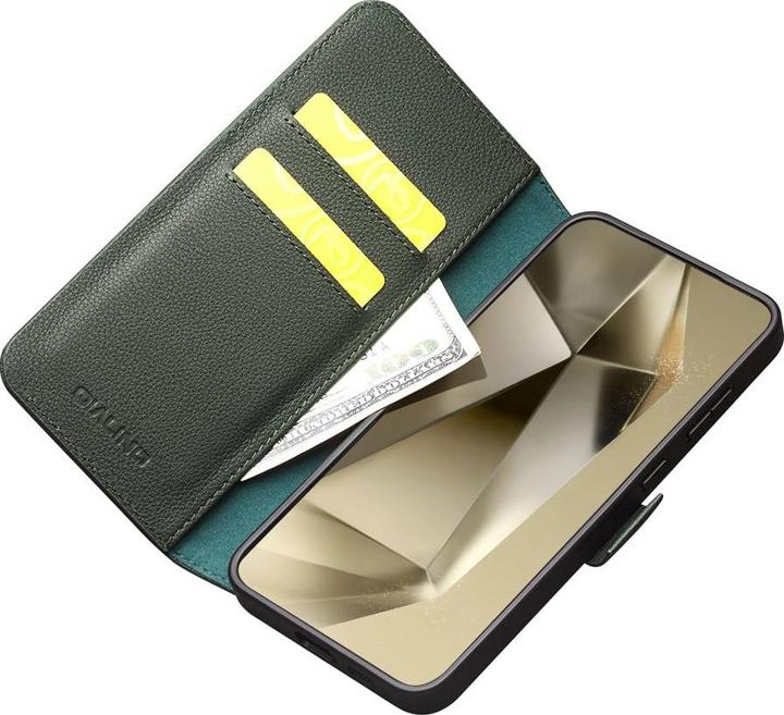 Actual product image QiAlino Flip matt cover with magnetic clasp Matt green (Samsung Galaxy S24)