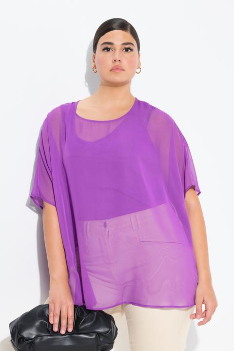 Produktbild Ulla Popken Chiffonbluse, Oversized, Rundhals, Halbarm (58, 60, 62)