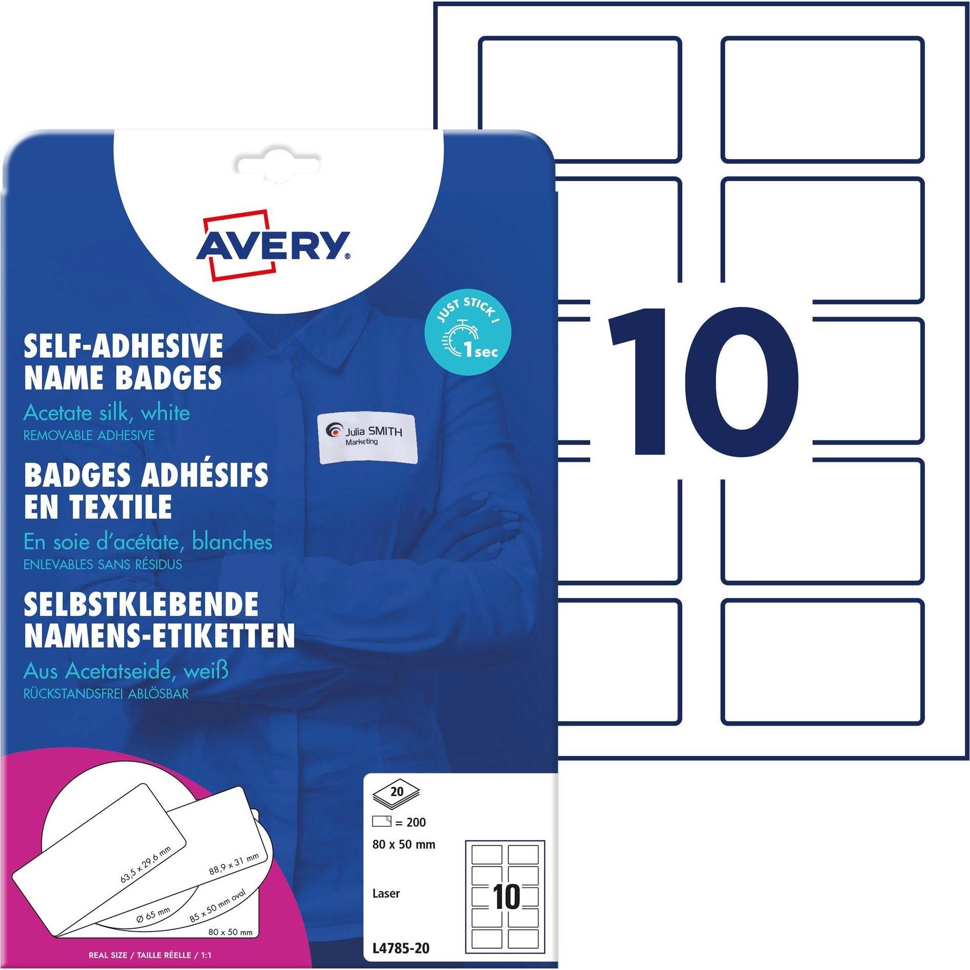 Avery, Etiketten, Namensschilder