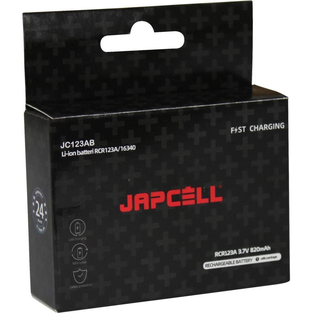 Thumbnail - Japcell JC123R - Wiederaufladbarer CR123 3,7V Li-Ionen-Akku 820mAh inklusive USB-C-Ladekabel (1 Stk., CR123A, 820 mAh), ...