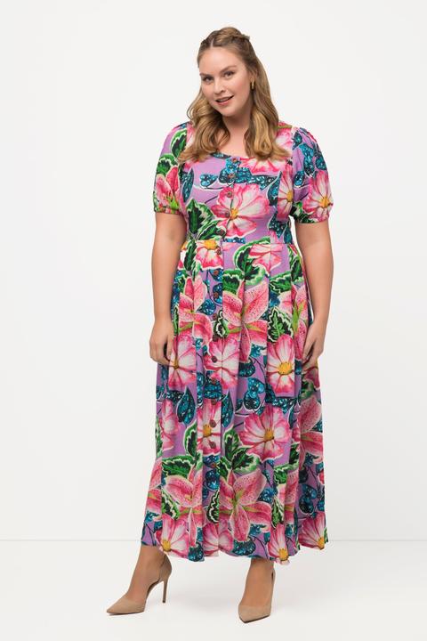 Image du produit Ulla Popken Robe champêtre en lin mélangé. Décolleté rond et manches courtes. (46)