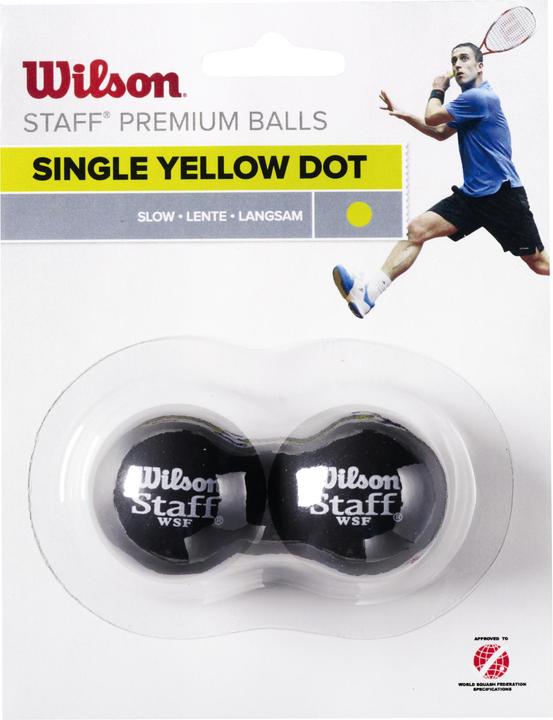 Actual product image Wilson Staff Squash Yellow Dot 2 Pack Ball WRT617800 Black One size