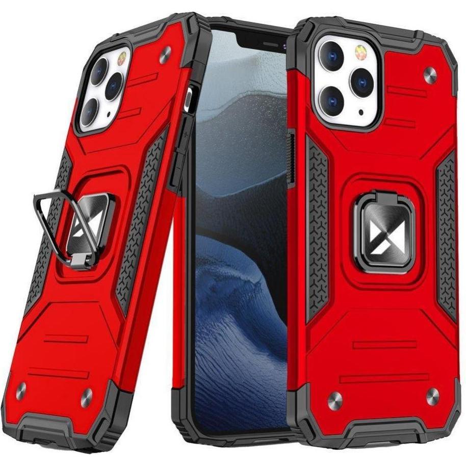Wozinsky Ring Armor case for iPhone 14 Pro armored cover magnetic holder ring red (Apple iPhone 14 Pro), Smartphone Hüll...