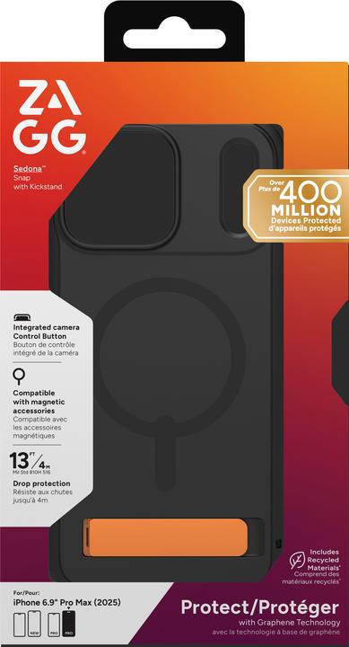 Actual product image Zagg Case für Apple iPhone 17 Pro Max Sedona Snap mit Kickstand flood black (Apple iPhone 17 Pro Max)