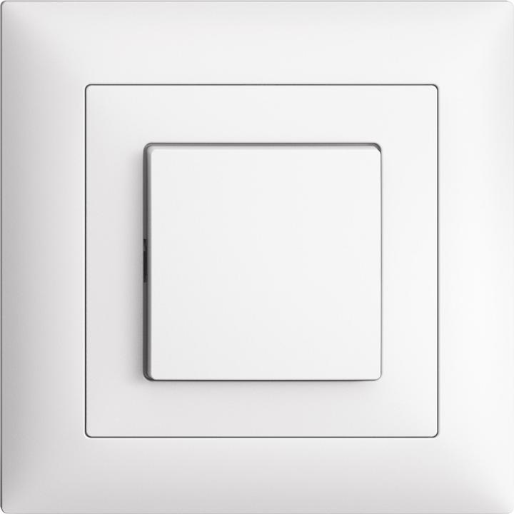 Actual product image Feller UP pressure switch illuminated with side lens white cross 6/1 L with LED blue