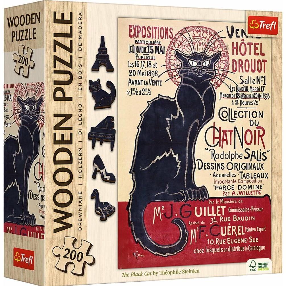 Trefl Holz Puzzle 200 - Der schwarze Kater / Théophile Alexandre Steinlen (200 Teile)