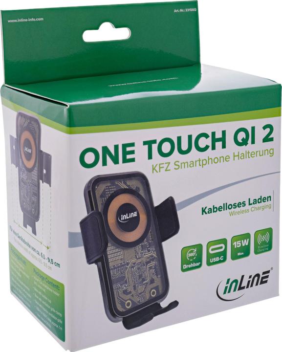 Produktbild InLine KFZ Smartphone Halterung, ONE TOUCH QI 2, universal, Wireless Charger