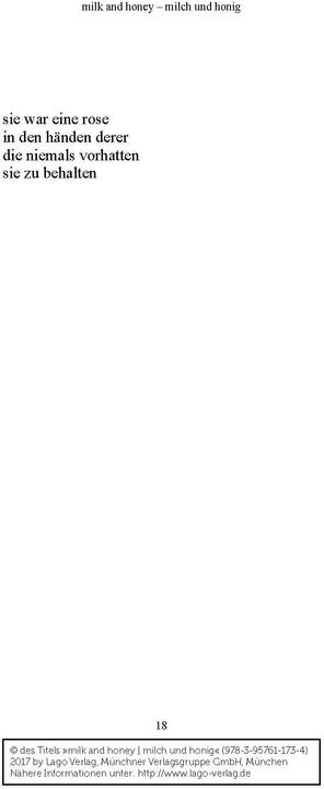 Immagine prodotto milk and honey - milch und honig (Tedesco, Rupi Kaur, 2017)