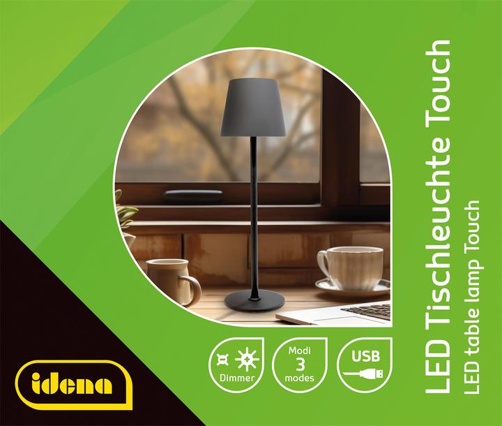 Actual product image Idena LED table lamp rechargeable battery black 38cm dimmable indoor and outdoor