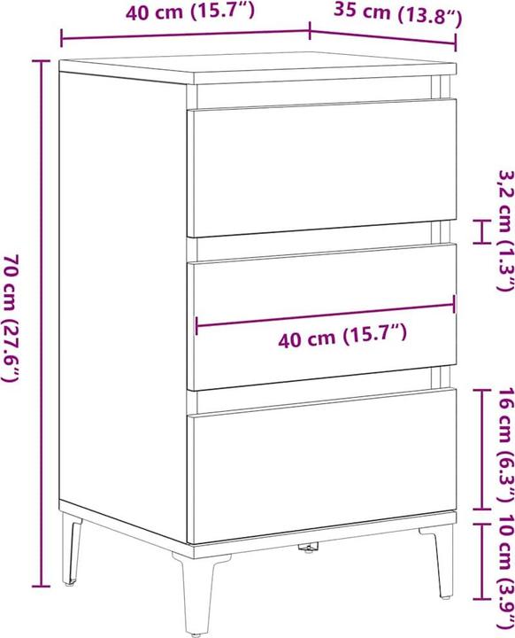 Image du produit VidaXL Table de chevet (35 x 70 cm)