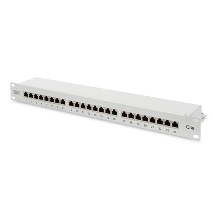 Actual product image Digitus Patch Panel 48.3cm 19inch 24Port Cat5e STP shielded grey RAL7035 Cable installation with LSA