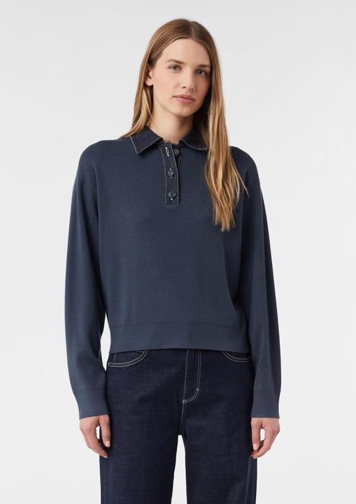 Produktbild Comma Strickpullover Strickpullover mit Denim-Polokragen und überschnittener Schulter (32)