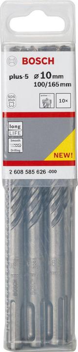 Actual product image Bosch Professional Zubehör Hammer drill SDS plus-5, 10 x 100 x 165 mm, pack of 10 (10 mm)