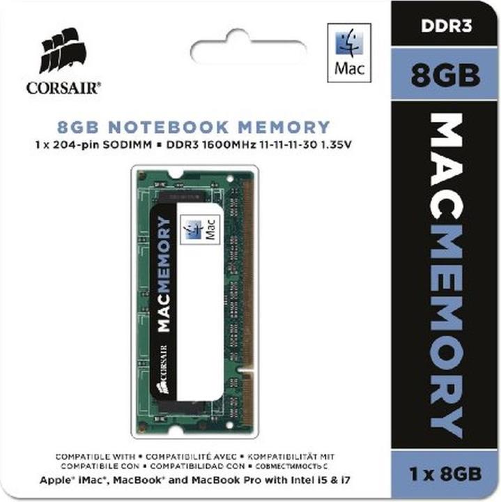 Immagine prodotto Corsair Mac Memory (1 x 8GB, 1600 MHz, DDR3L-RAM, SO-DIMM)
