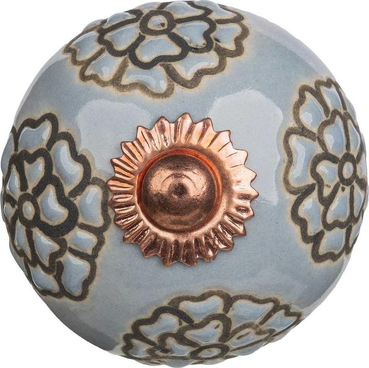 Image du produit Tranquillo Poignée de meuble faite main, Ø 4 cm, bleu/cuivre