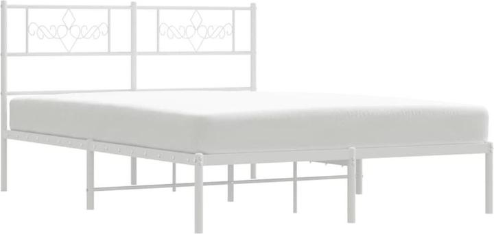 Produktbild vidaXL Bettgestell mit Kopfteil Metallbett Bett Doppelbett Weiss 140x200cm (140 x 200 cm)