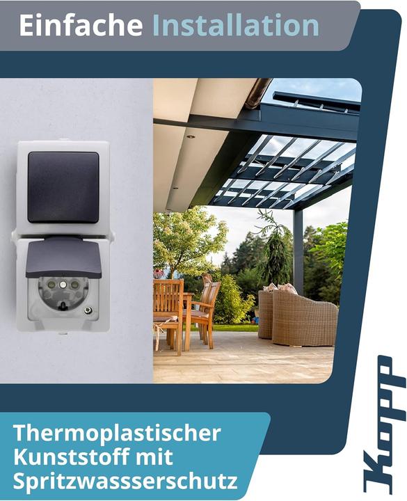 Produktbild Kopp Nautic Aufputz-Feuchtraum Steckdose 1-fach mit Klappdeckel + Berührungsschutz