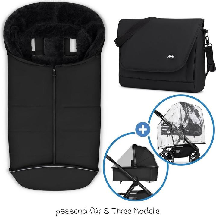 Actual product image ABC Design circle by Fusssäcke für Kinderwagen & Buggys Zubehör-Set Kinderwagen mit Wickeltasche