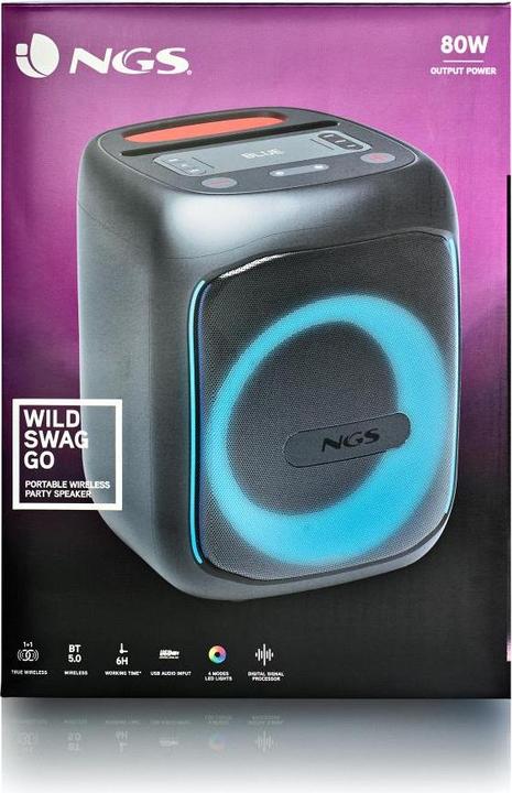Produktbild NGS Speaker Wild Swag Go Portatile BT/TWS/USB/TF/AUX-IN 80W (10 h, Akkubetrieb)