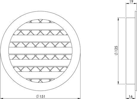 Actual product image Euro3plast Grille Aluminium Alloy 125mm Black