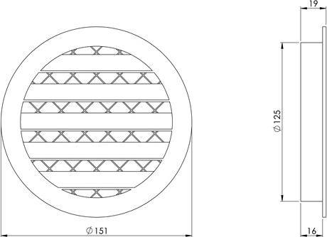 Actual product image Euro3plast Grille Aluminium Alloy 125mm Black