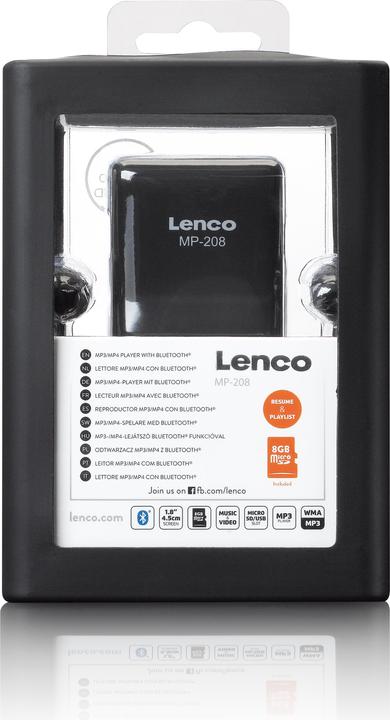 Actual product image Lenco MP-208 - MP3/MP4 player with Bluetooth®- Black (8 GB)