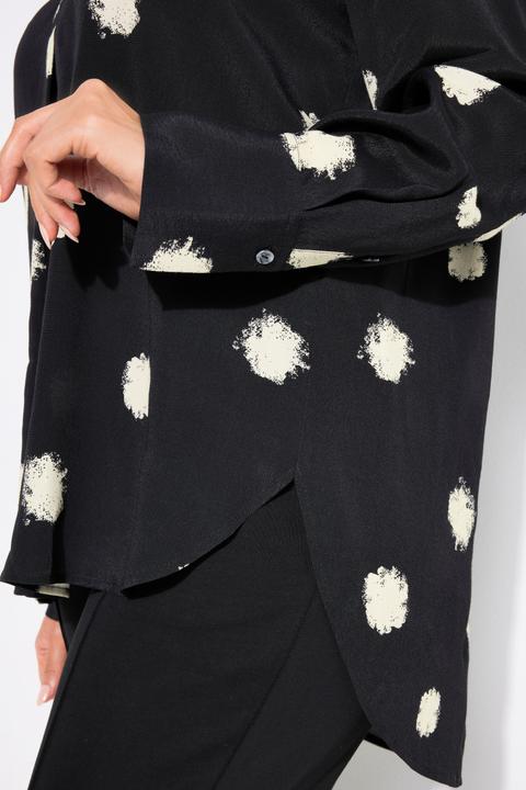 Actual product image Ulla Popken Abstract Polka Dot Long Sleeve Blouse (54)