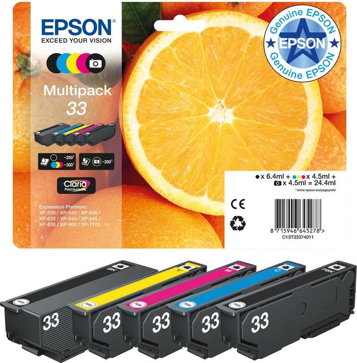 Produktbild Epson 33 Claria Premium Multipack (BK, C, M, PBK, Y)