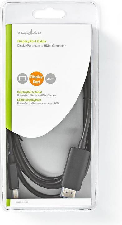 Actual product image Nedis CCGB37100BK20 - DisplayPort - HDMI cable | DisplayPort Zástrčka - HDMI conector |4K@30Hz|2 m| (2 m)