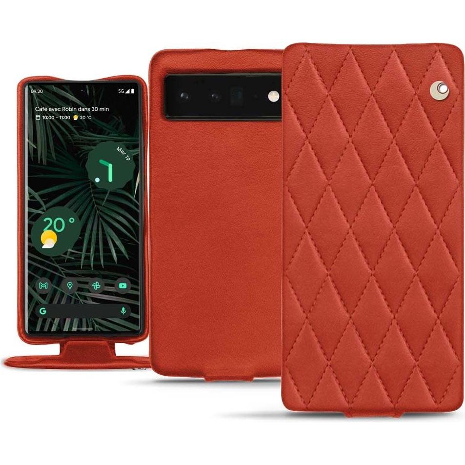 Noreve Lederschutzhülle vertikal (Google Pixel 6 Pro), Smartphone Hülle, Orange