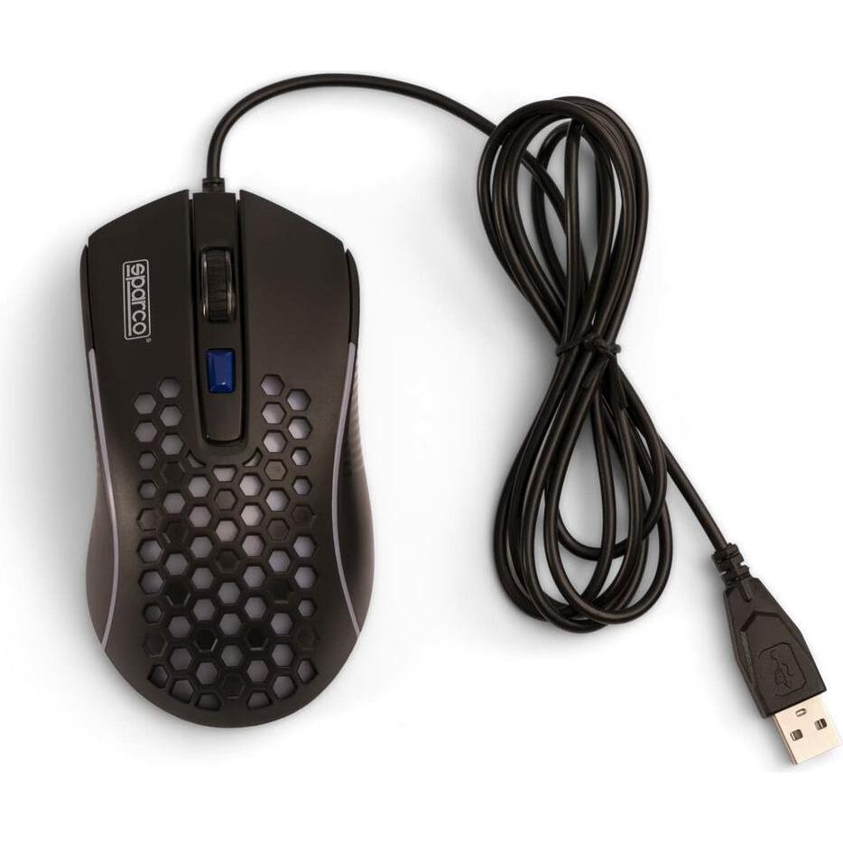 Sparco Wired Mouse Spmouse (Kabelgebunden), Maus, Schwarz