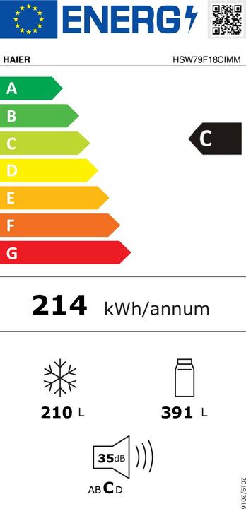 Label énergétique Haier HSW79F18CIMM (601 l)