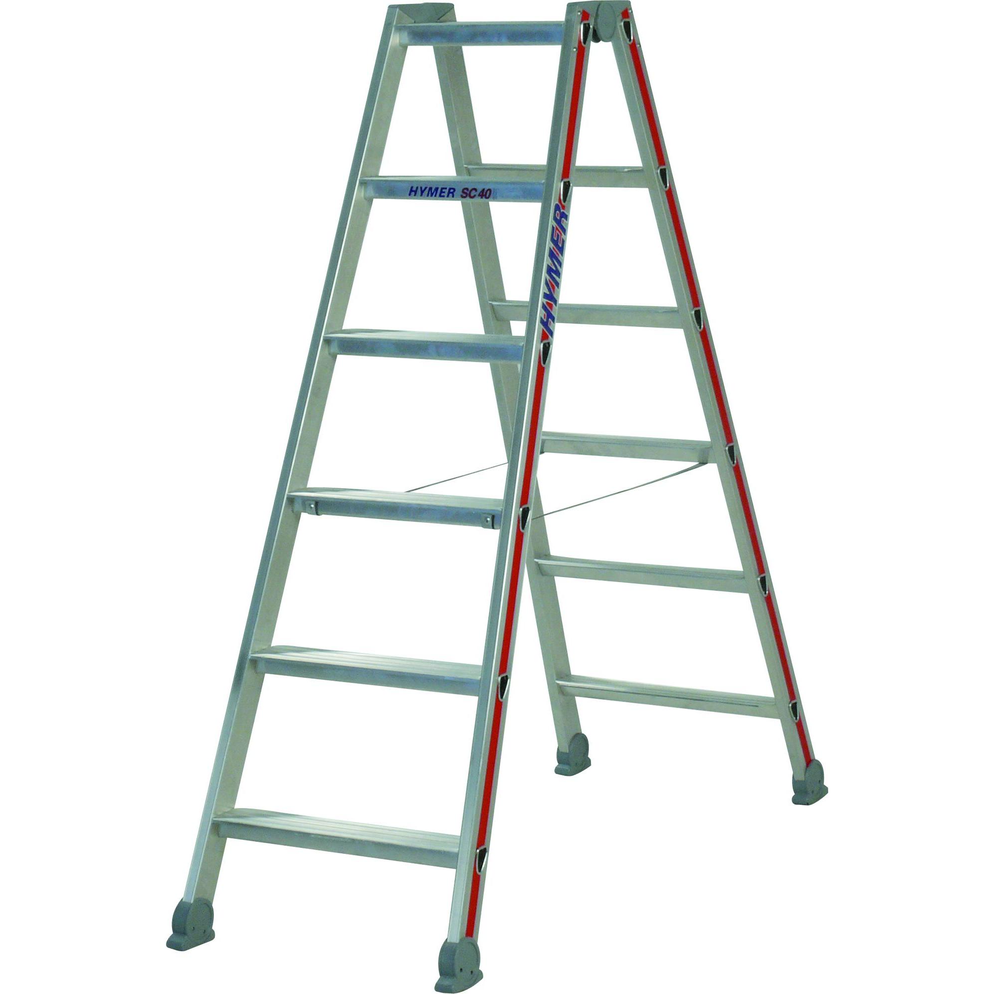 Hymer-Leitern, Leiter + Gerüst, Stufenstehleiter beidseitig 2x4 (Stehleiter, 103 cm)