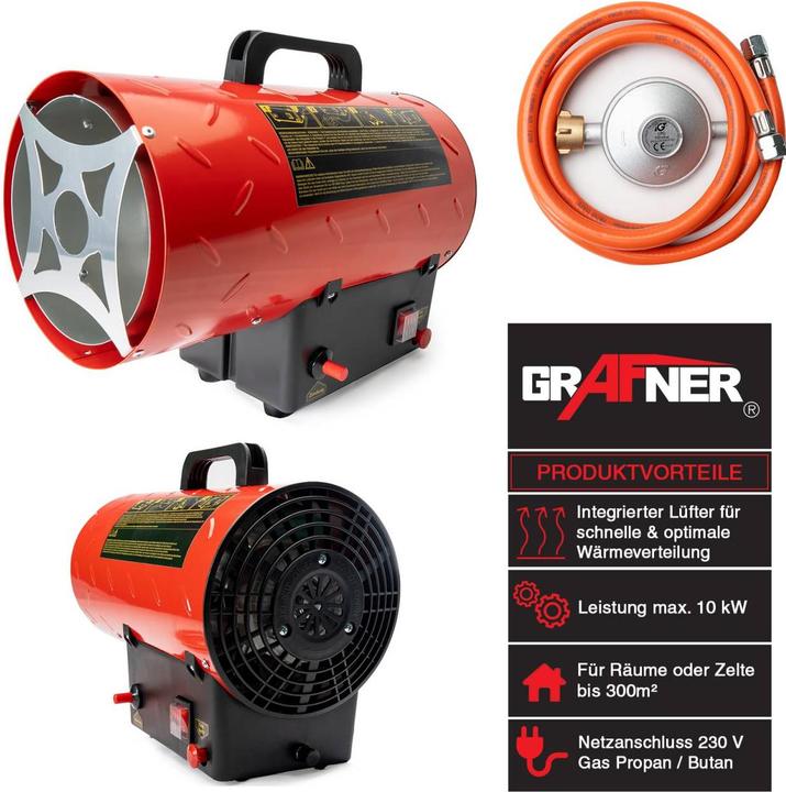 Actual product image Grafner 10kW gas heater fan gas heater for gas bottle gas pressure regulator construction heater 700mbar (10000 W)