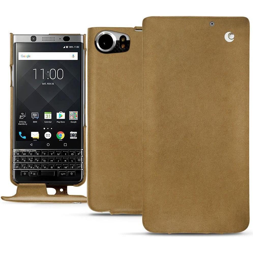 Noreve Lederschutzhülle vertikal (Blackberry KEYone), Smartphone Hülle, Braun