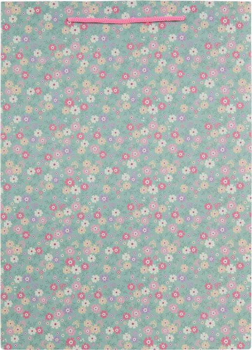 Produktbild Idena Geschenktasche Blumen Kraftpapier 140g/m² grün 25x34,5x8,5cm