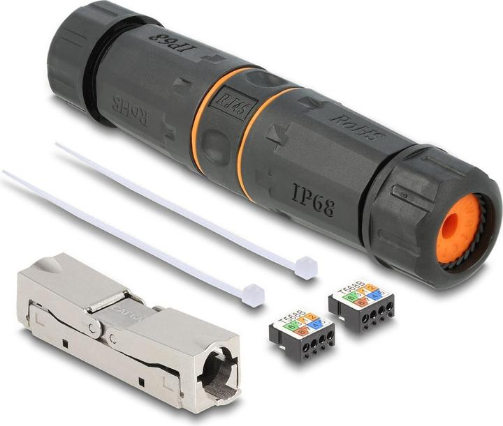 Actual product image Delock Cable connector LSA to LSA Cat.6A IP68 waterproof black