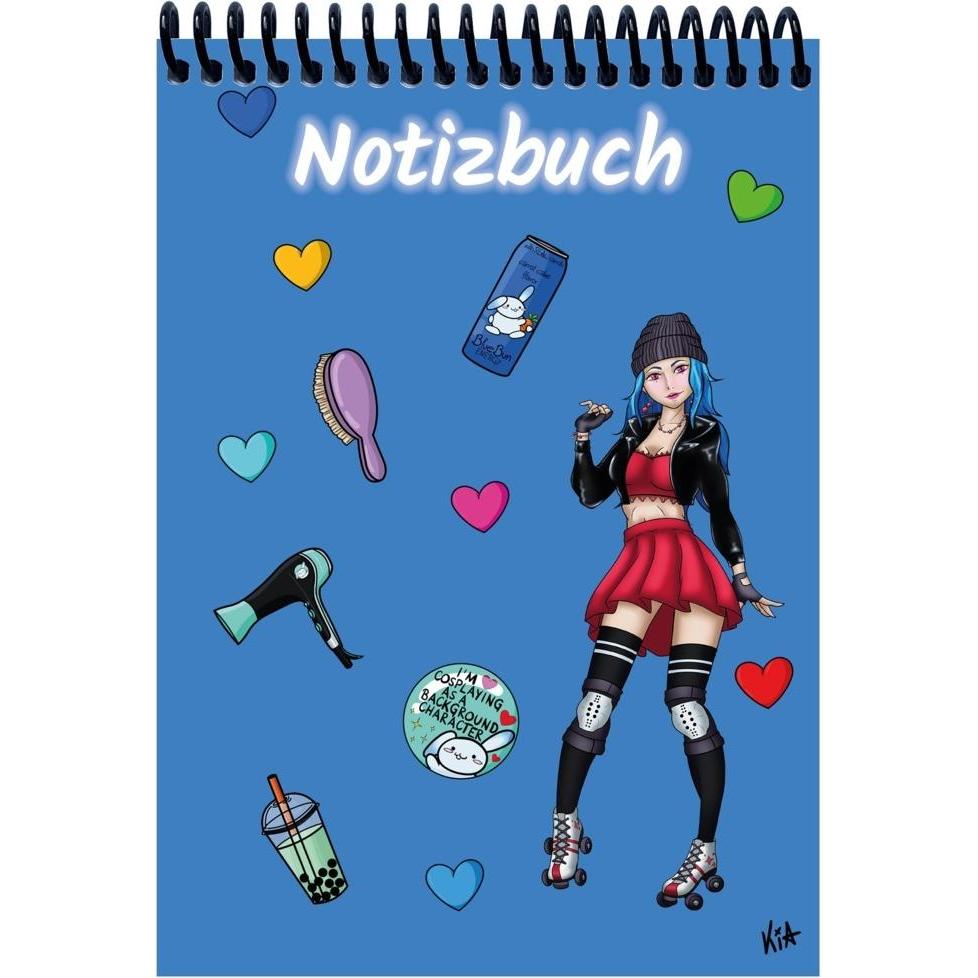 E & Z, Heft + Block, A 5 Notizbuch Manga Enora, blau, karier (A5, Kariert)