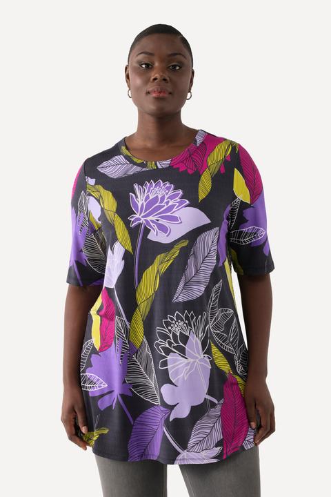 Produktbild Ulla Popken Slinkyshirt, Blüten, A-Linie, Rundhals, Halbarm (42, 44)