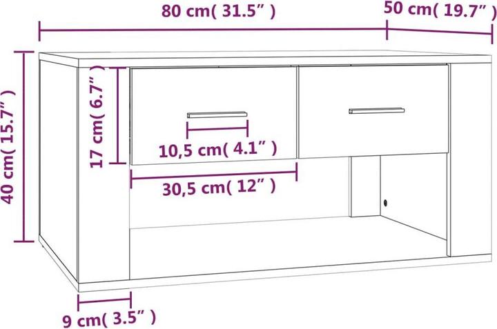 Image du produit vidaXL Couchtisch (80 x 50 x 40 cm)