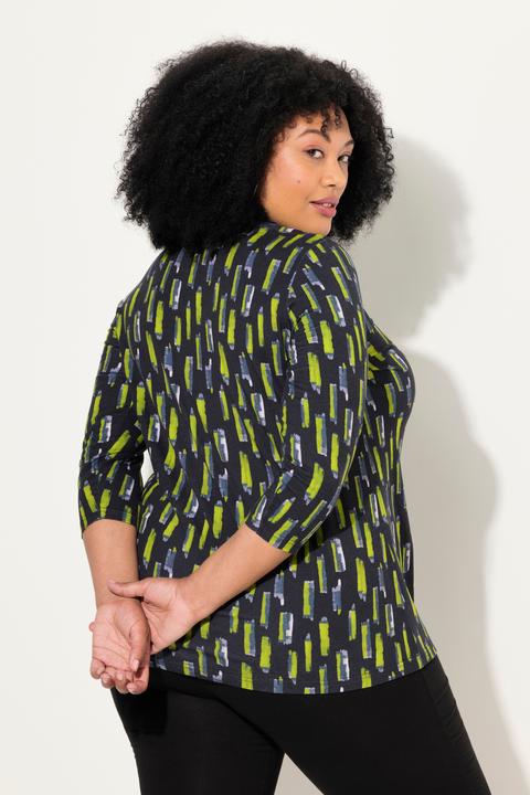 Actual product image Ulla Popken Graphic Print 3/4 Sleeve A-Line Tee (68)