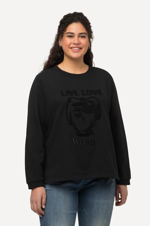 Actual product image Ulla Popken Flock Print Long Sleeve Crew Neck Sweatshirt (42, 44)