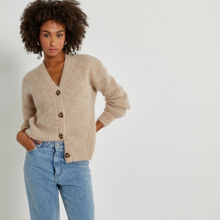 Image du produit La Redoute Collections Cardigan boutonné avec encolure en V (XXL)