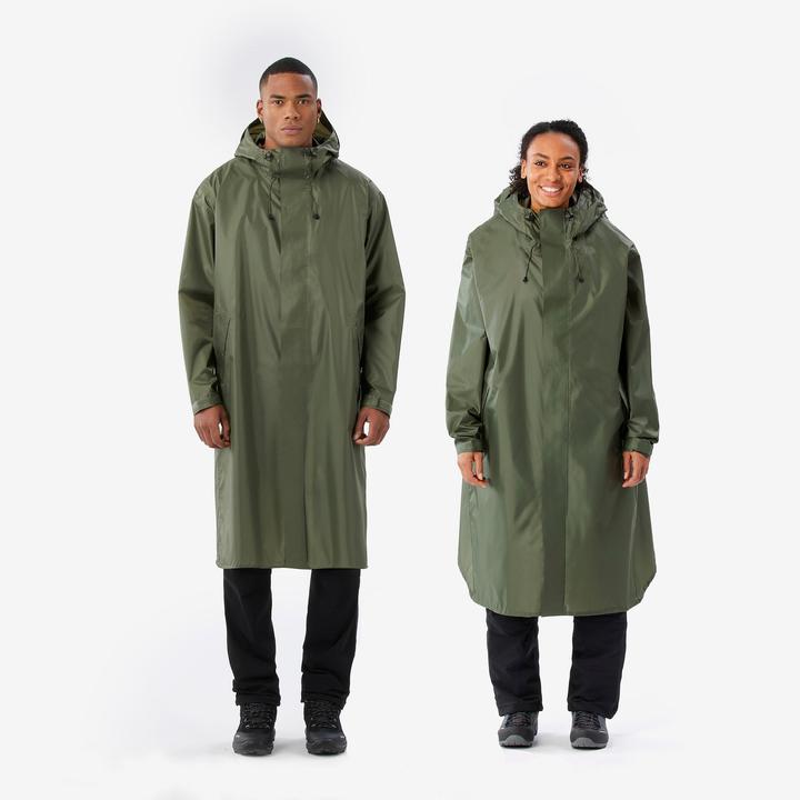 Forclaz Poncho Regencape anpassbar max. 75 l Wandern - MT900 2.0 khaki (S, M)
