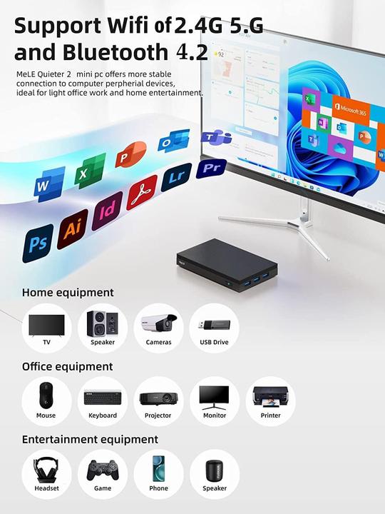 Actual product image Mele Lüfterloser Mini PC Quieter2Q mit Windows 11 Pro (4 GB)